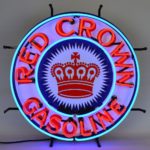 GAS – RED CROWN GASOLINE NEON SIGN WITH BACKING