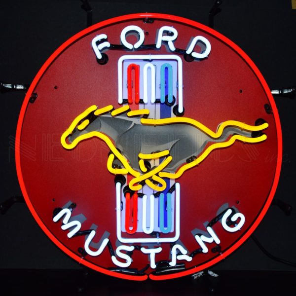 FORD MUSTANG RED NEON SIGN WITH BACKING