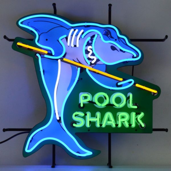 POOL SHARK NEON SIGN WITH BACKING