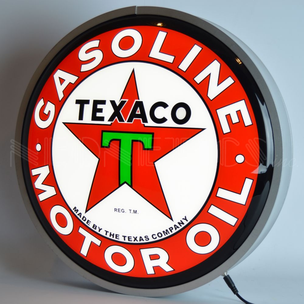 TEXACO Garage cimeli automobilistici Carburante petrolania MANCAVE Officina Lightup Sign Olio 
