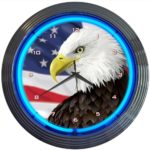 EAGLE WITH AMERICAN FLAG NEON CLOCK