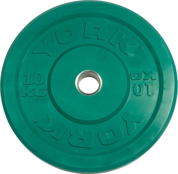 York Barbell Usa 10 Lb Green Rubber Training Bumper Plate