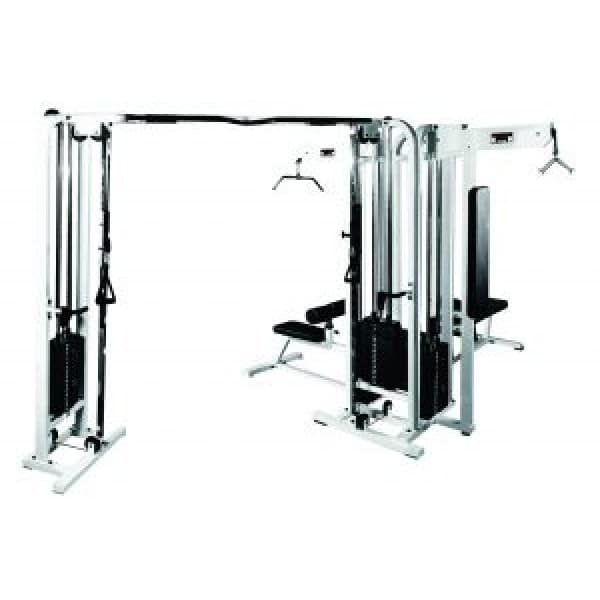 York Barbell St Functional Angled Straight Cable Crossover - Lat Pull Down - Low Row & Tricep Station - White