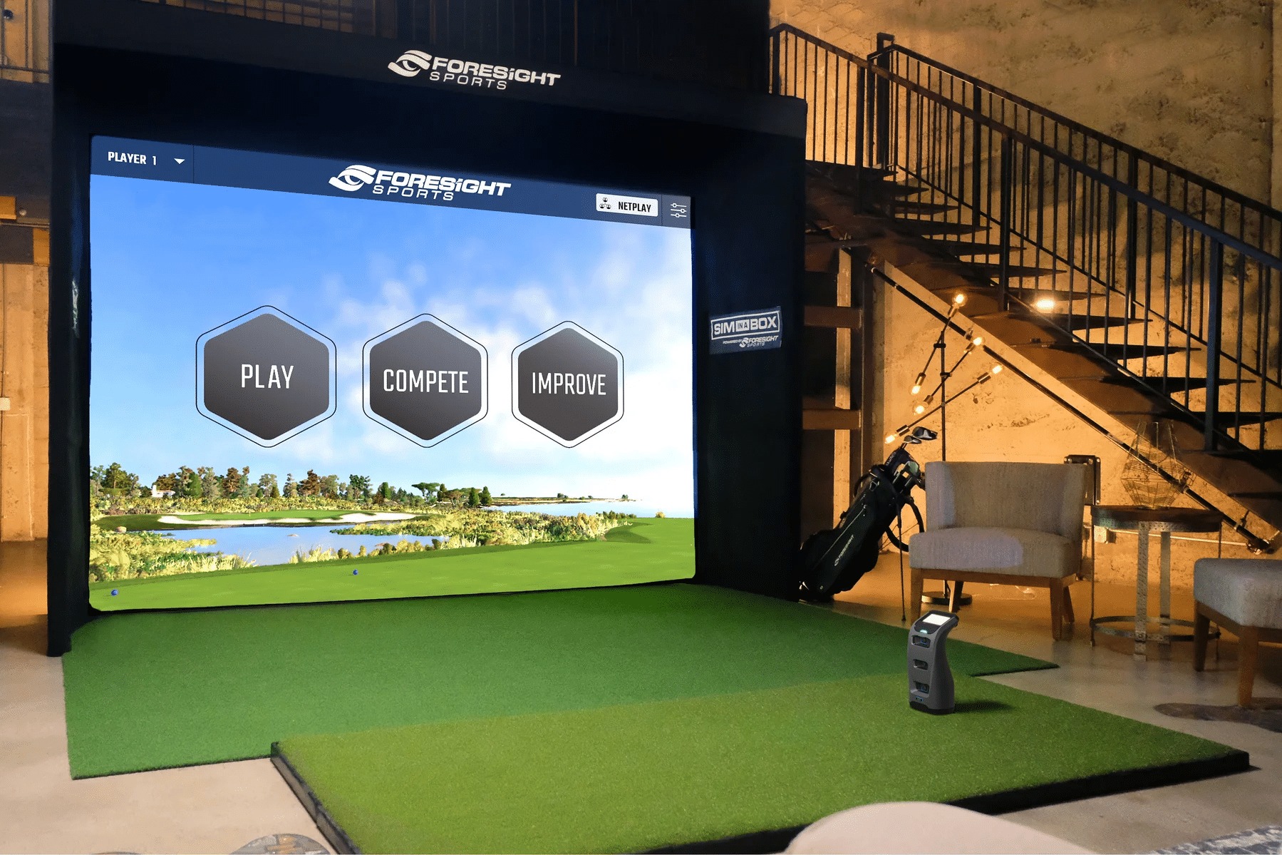 Foresight Sports Sim in a Box Birdie Package Golf Simulator
